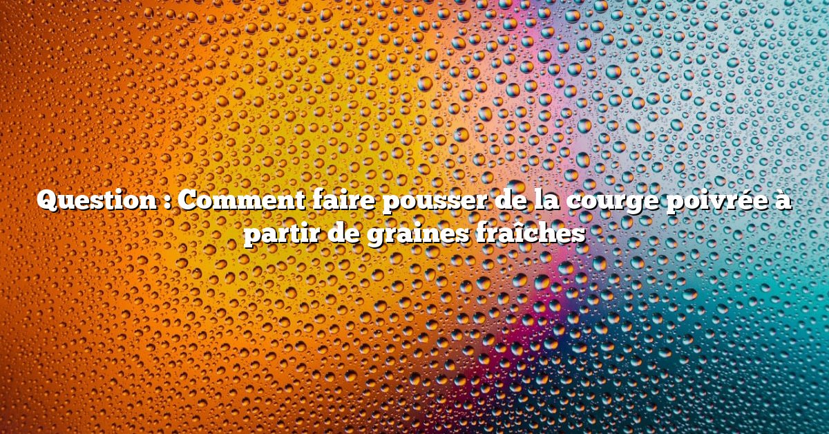 Question : Comment faire pousser de la courge poivrée à partir de graines fraîches